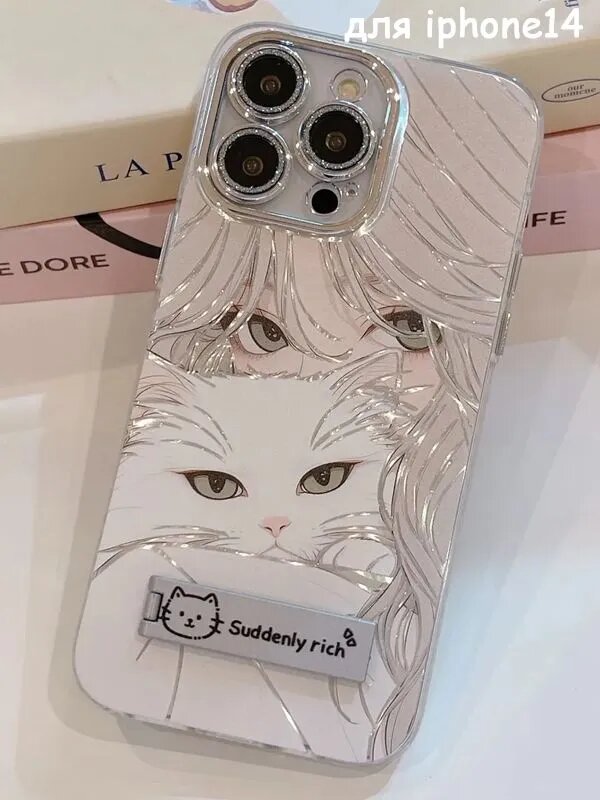Чехол для смартфона Подходит для iPhone 14 Cat girl, Аниме-узор, Милый стиль