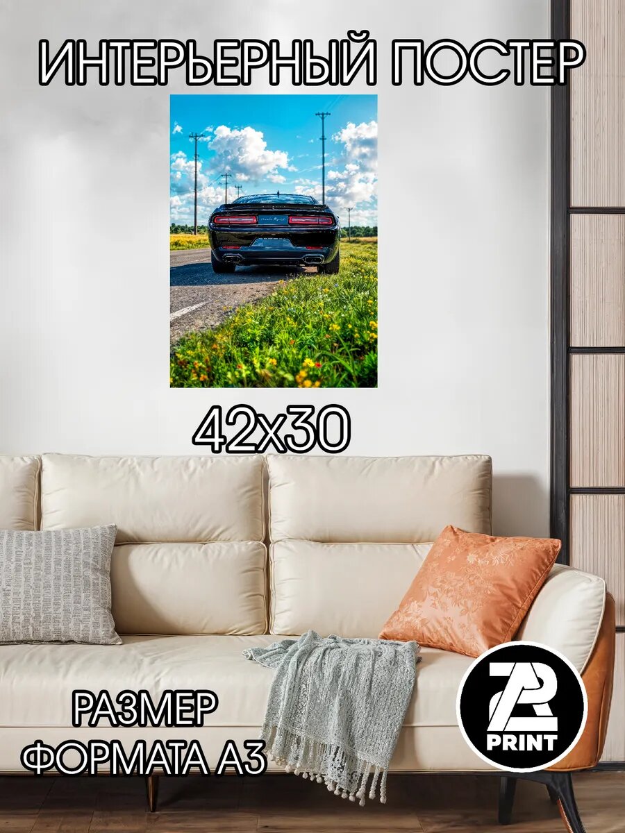 Постер на стену интерьерный 42х30 авто ЖДМ (JDM) Додж