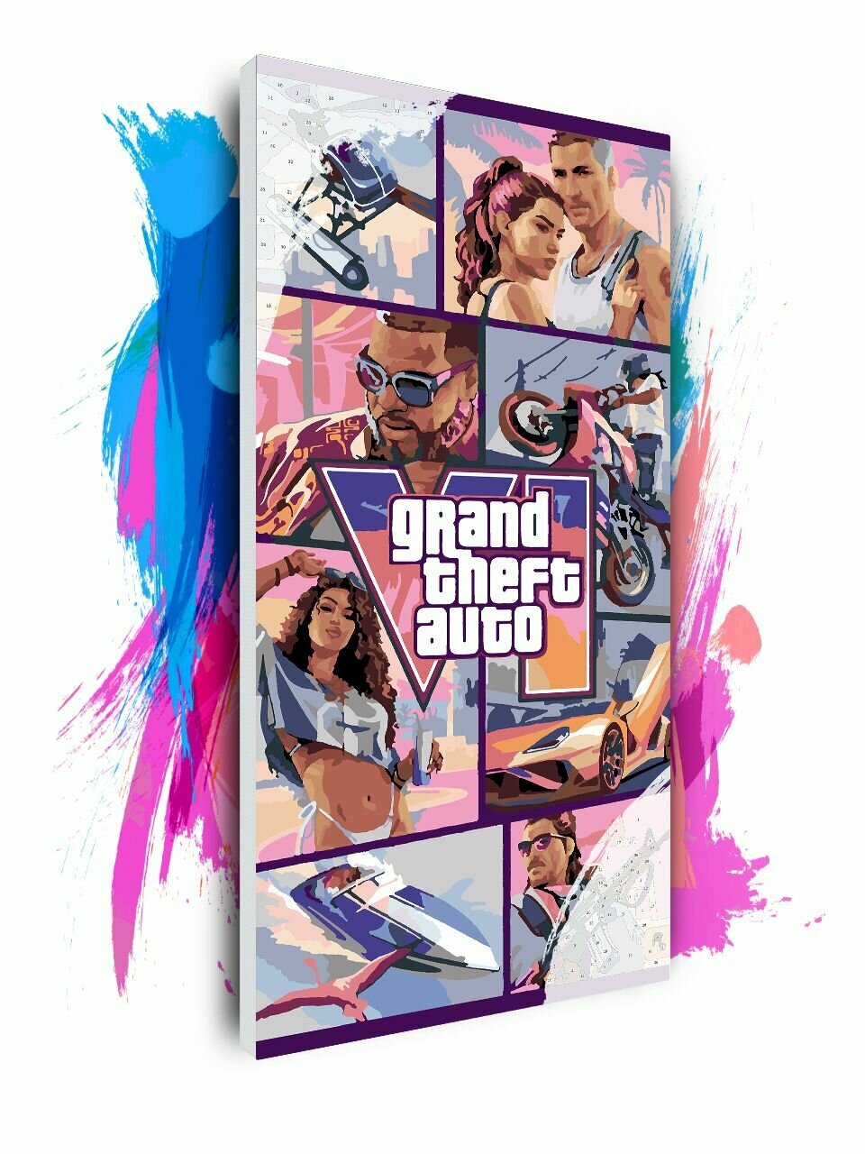 Картина по номерам на холсте GTA VI - Обложка, 40 х 80 см