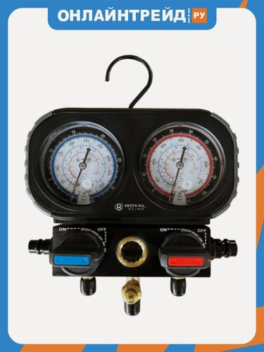 Изображение товара Коллектор манометрический Royal Clima RT-MG20BL-R410 (2-вент, 3 штуц, R22/R32/R134/R410, М1/4", без шлангов)