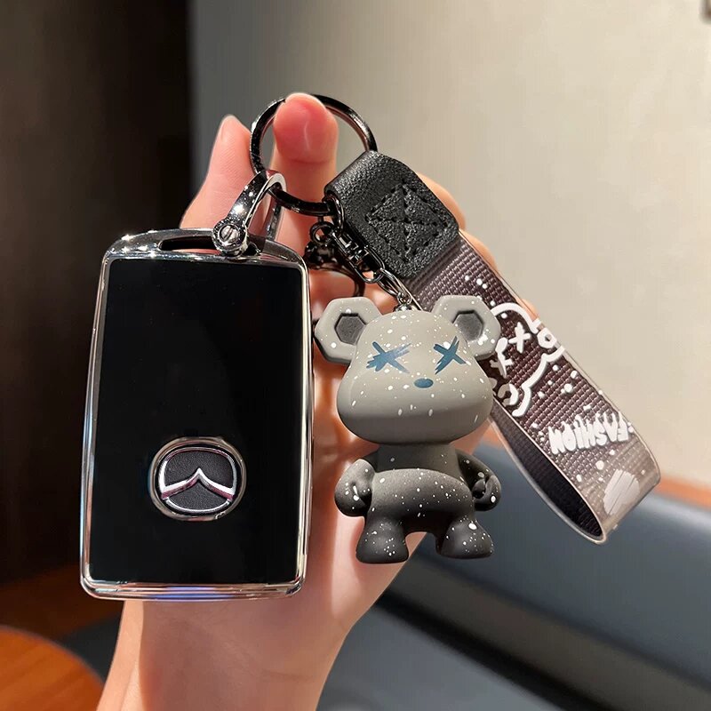 Кейс для ключа Mazda 3 CX-3 CX-4 CX-5 ATENZA, одинарная оболочка с подвесным украшением, черный