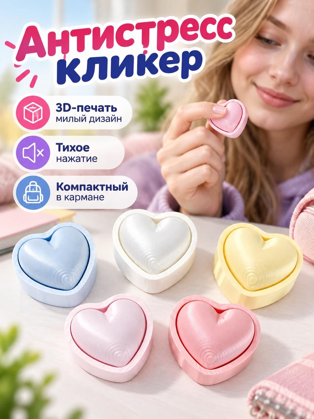 Игрушка-антистресс в форме бабочки, синяя, приятный на ощупь, 4x5x3 см
