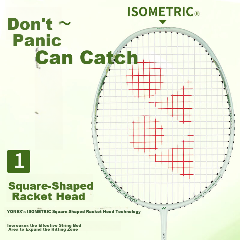 Ракетка для бадминтона YONEX Sonic Flare NF10S из полного карбона, скоростная, светло-зеленая, 5U5, с натянутой строкой