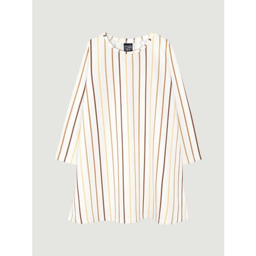фото Школьное платье mjolk школа, размер 116, бежевый, белый