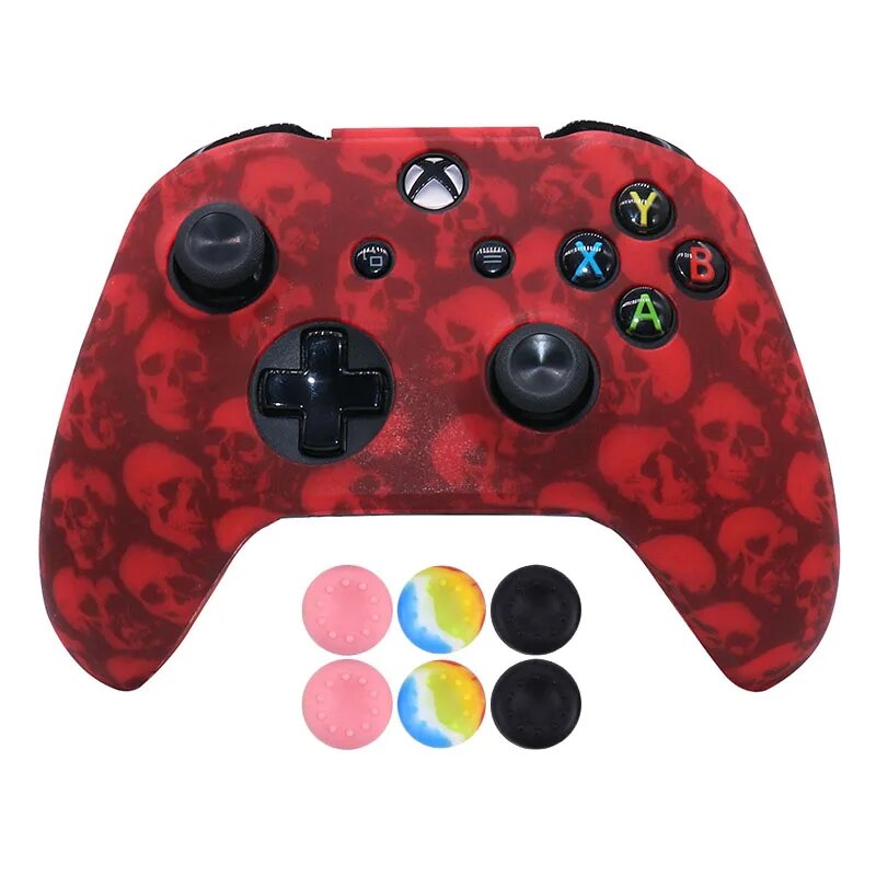 Красный чехол для Xbox One S с черепами, 16