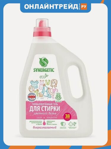 Изображение товара Гель для стирки Synergetic COLOR для цветного белья, биоразлагаемый, 2.28 л