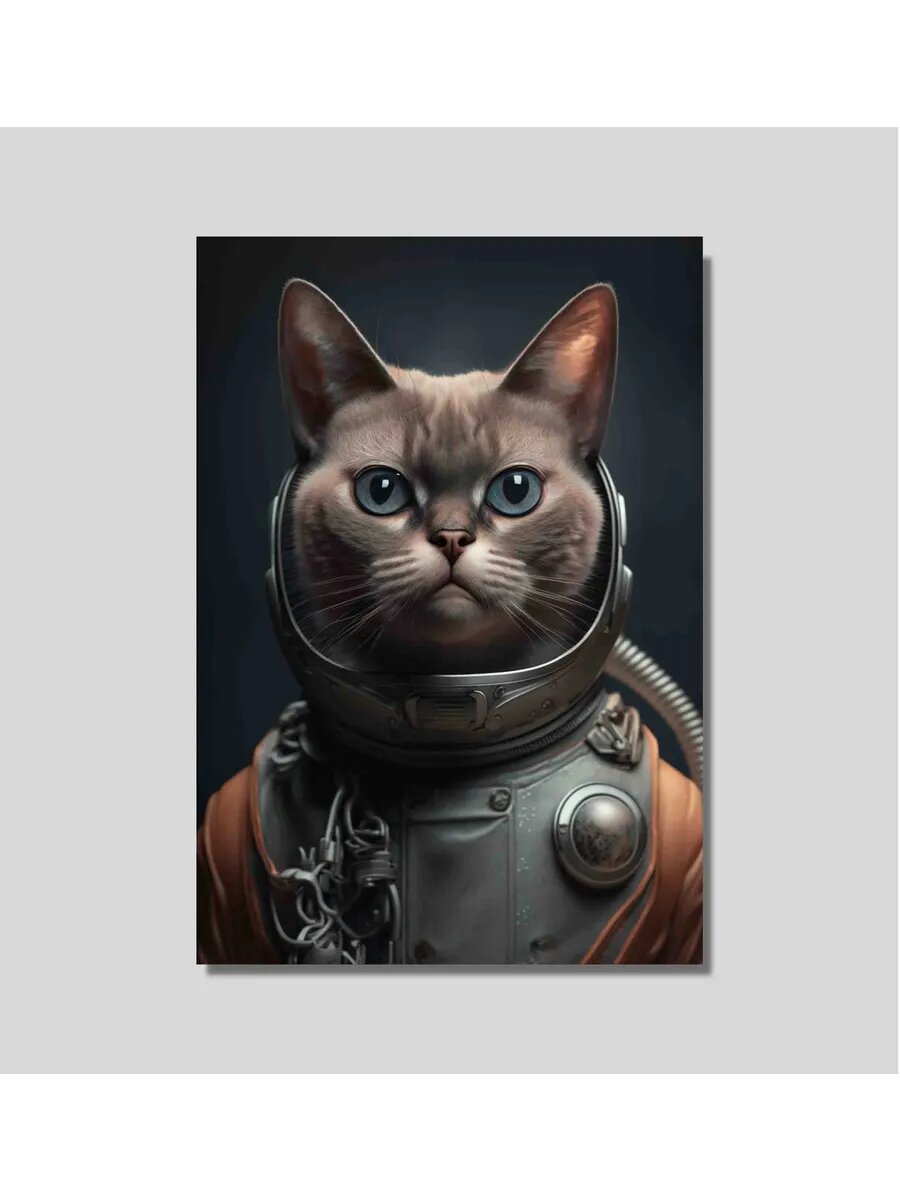 Бирманская кошка-космонавт 3, Плакат 30x42см