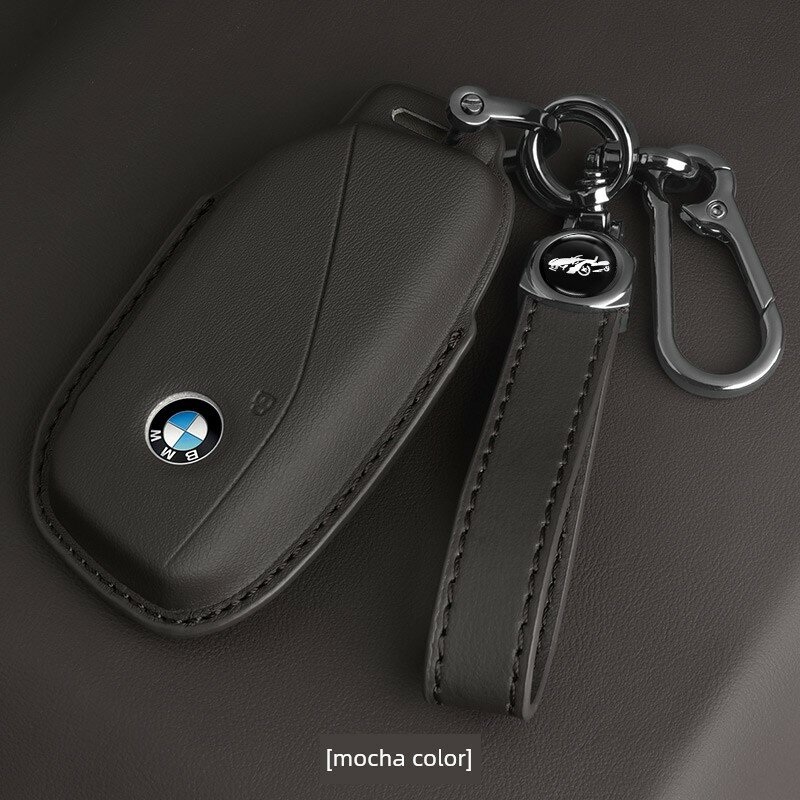 Мокко-цветной кожаный чехол для ключа BMW G-серии с шнурковым замком BMW Logo, нубук для 530li, 325, X3, X1, X5, i3, 7
