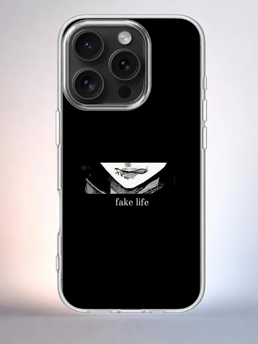 Чехол iPhone 15 Pro fake life манга силиконовый прозрачный