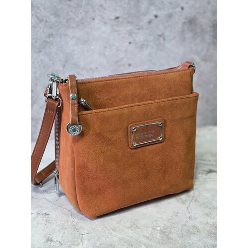Сумка BAG irafrail замшевая кроссбоди, фактура бархатистая, матовая, оранжевый