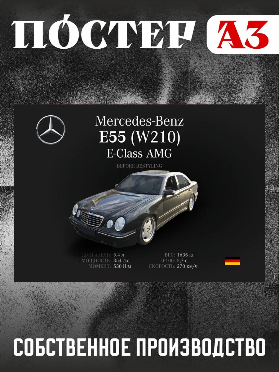 Постер на стену интерьерный А3 Mercedes-Benz W210 E-Class
