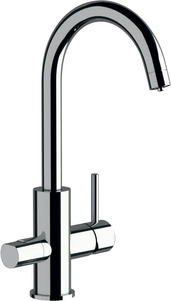 Смеситель для кухни Remer Икс стиль (X Style) N792DW с краном для питьевой воды, с поворотным изливом, хром, глянцевый, однорычажный, латунный, с керамическим картриджем