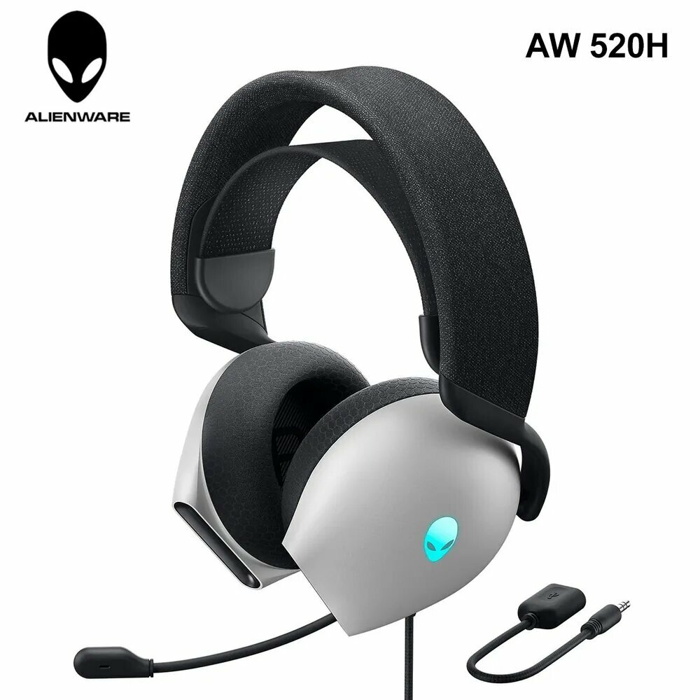 Alienware Наушники проводные с микрофоном Alienware AW 520H, 3.5 мм, белый
