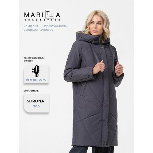 фото Пальто maritta осень-зима 2025, размер 46, сливовый