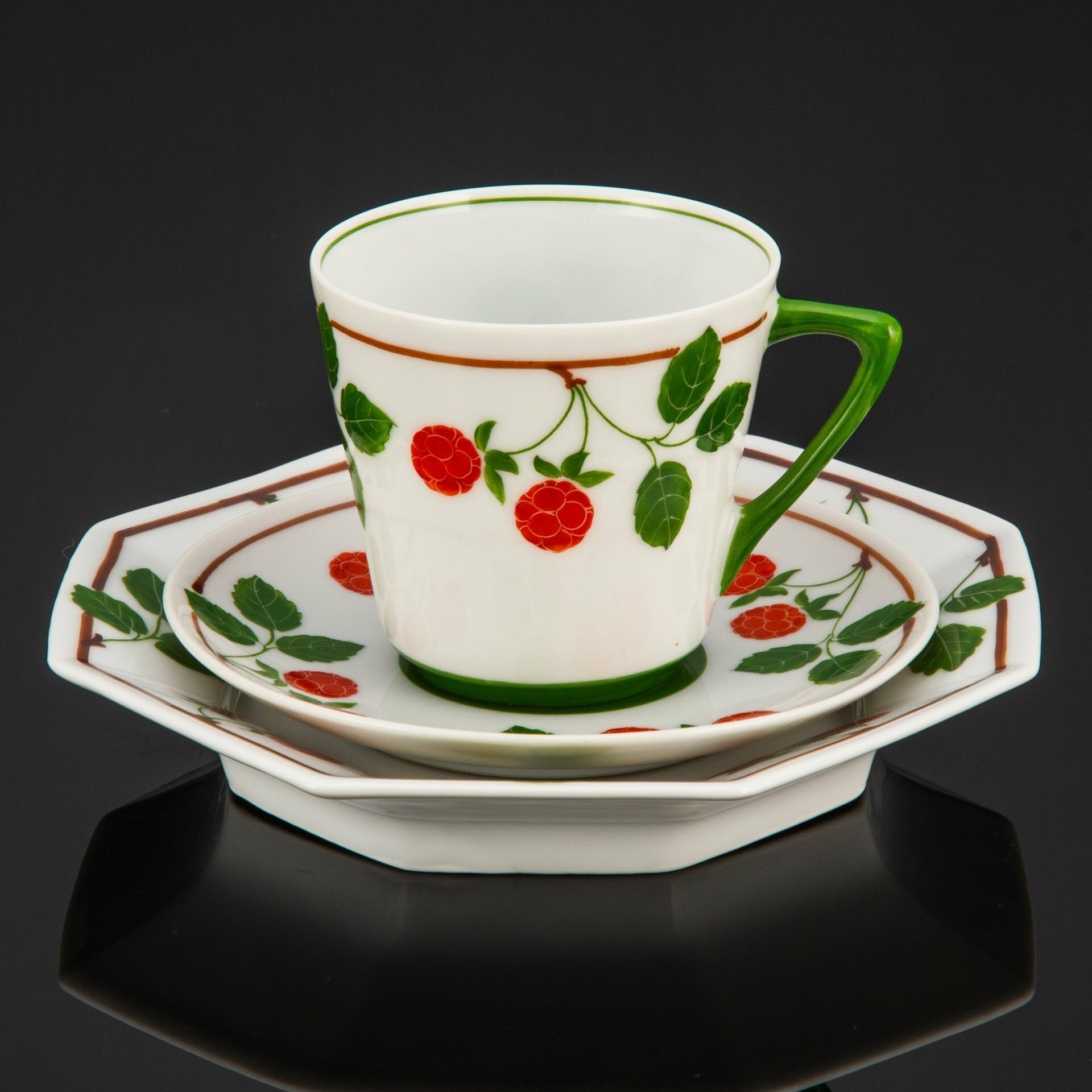 Чайной трио "Малина", фарфор, роспись, Германия, 1900-1930 гг.