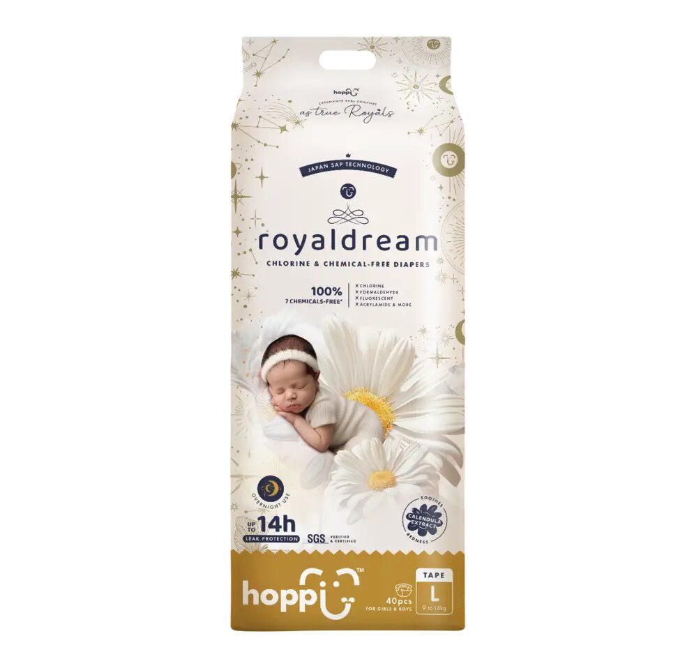 Hoppi RoyalDream Подгузники детские р. L 9-14 кг 40 шт