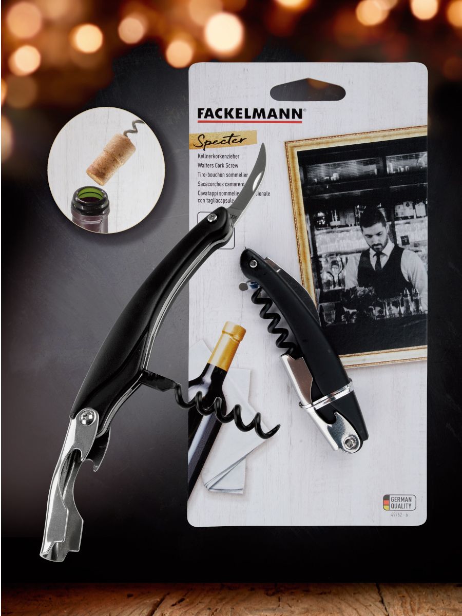 Штопор для вина многофункциональный FACKELMANN Specter, 11 см, штопор сомелье, нож официанта, открывашка, нарзанник