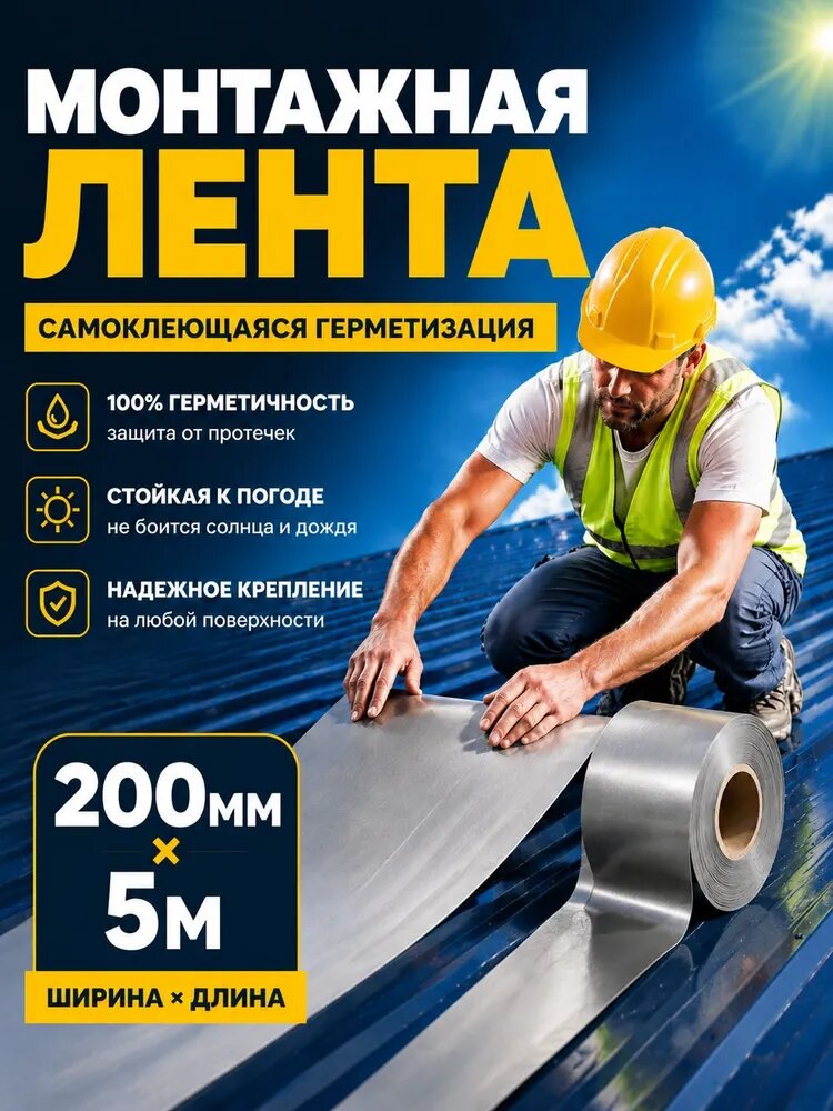 Монтажная лента 200 мм 5 м, 1 шт