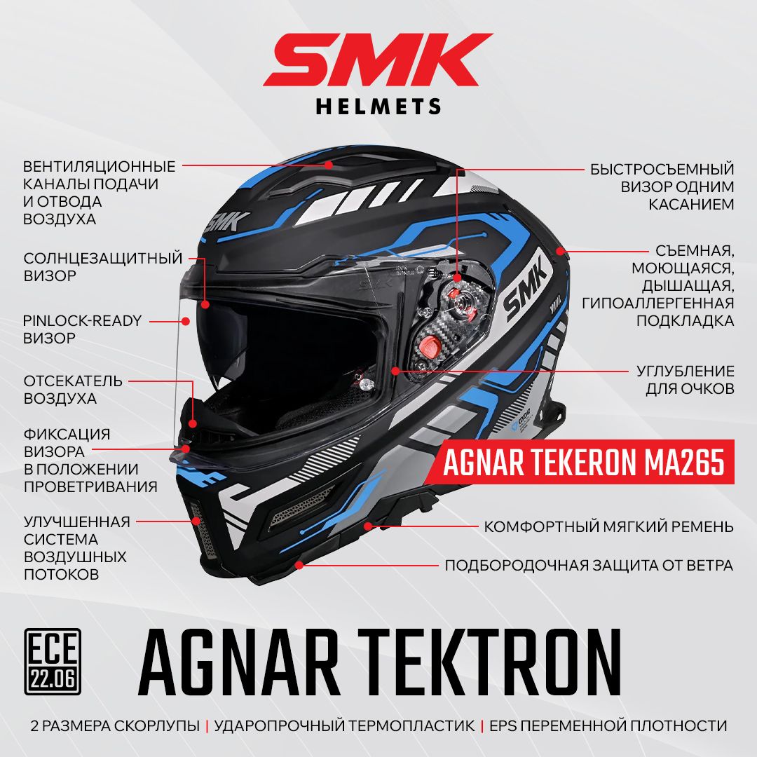 Мотошлем SMK Agnar Tektron MA265 интеграл