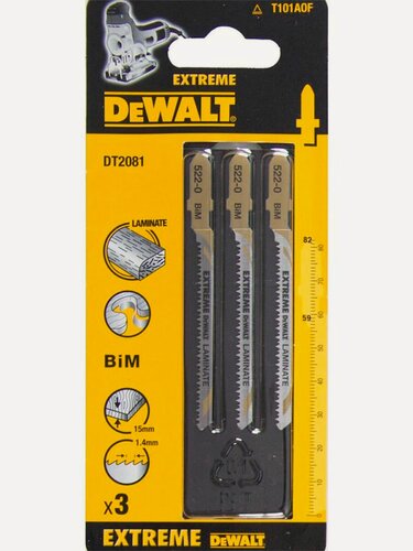 Изображение товара Пилка для лобзика DEWALT DT2081, по ламинату, 3 шт. (DT2081-QZ)