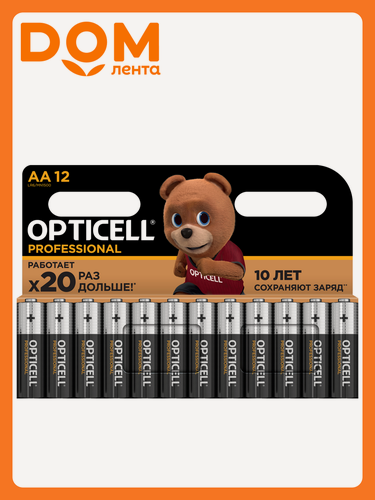 Изображение товара Батарейки Opticell Professional 12AA, алкалиновые, черные, 12 штук
