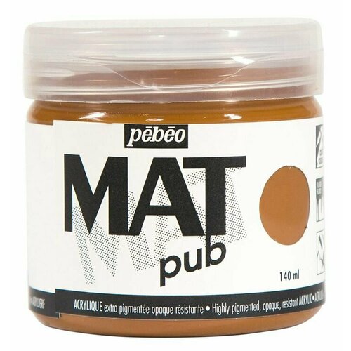 фото Краска акриловая pebeo экстра матовая mat pub №1, сиена натуральная, 140 мл