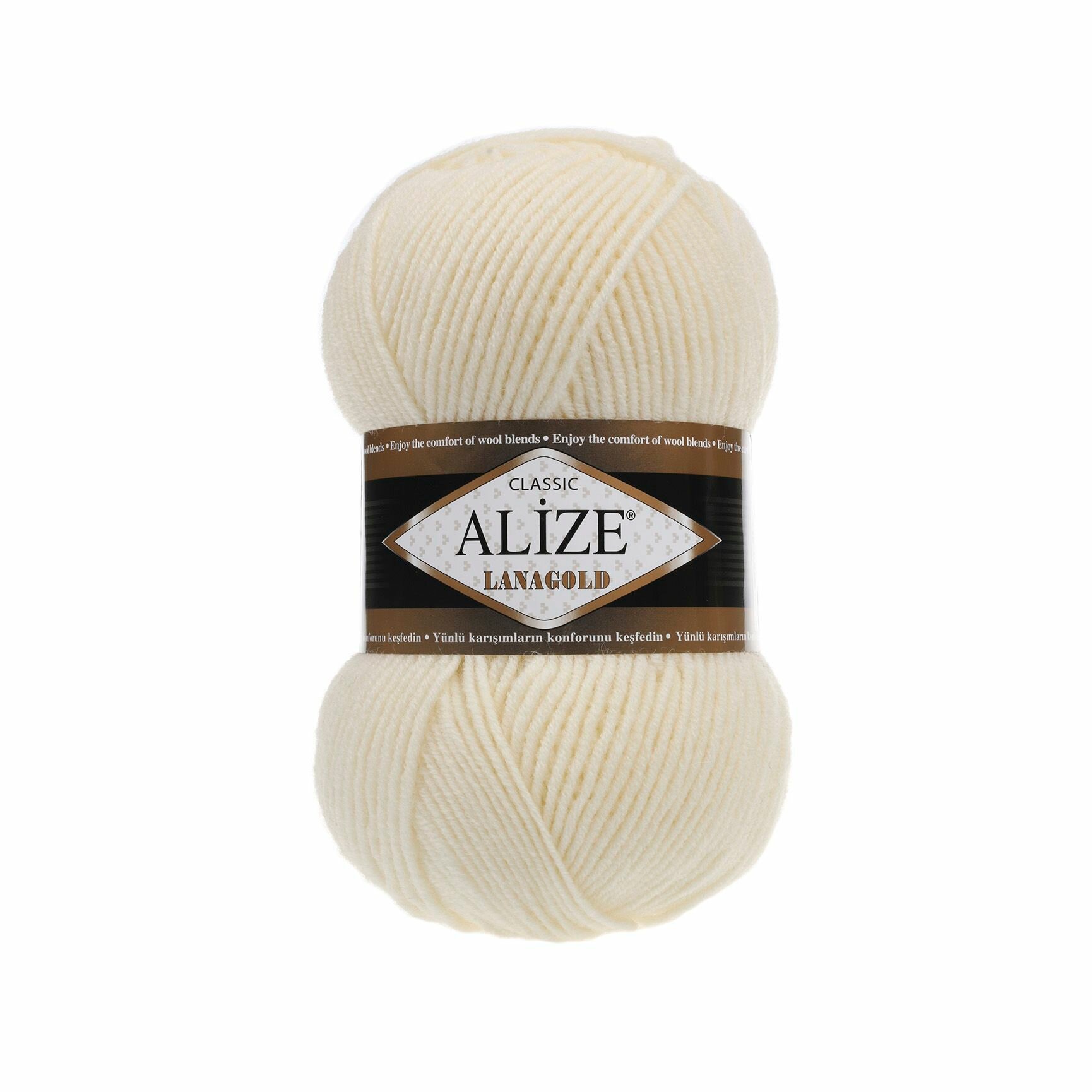 Пряжа для вязания Lanagold Alize 1 моток (240 м, 100 гр), цвет 01 кремовый