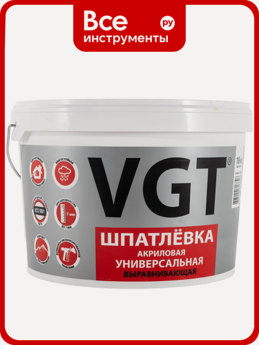 Изображение товара Универсальная акриловая шпаклевка18 кг для наружних и внутренних работ VGT 57645