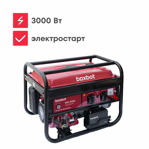 фото Генератор бензиновый boxbot, 3.0 квт, 15 л, 2 розетки 16а, клеммы ~230 в, свеча bosch, bga 3000e