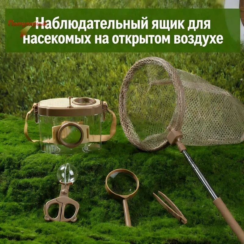 Набор для наблюдения за насекомыми с лупой Детский набор для ловли и изучения насекомых на природе, подарок для юного исследователя энтомология для детей подарок юному натуралисту