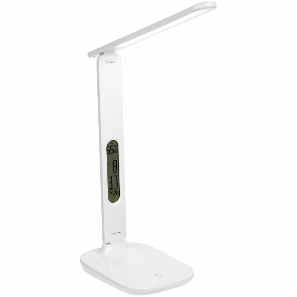 Настольная лампа с часами и календарем Molti Office Torch, белая, для школы