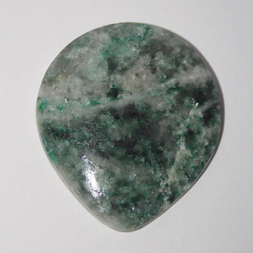 Кабошон лиственит, натуральный камень, 43х37х3 мм, Урал, "True Stones"