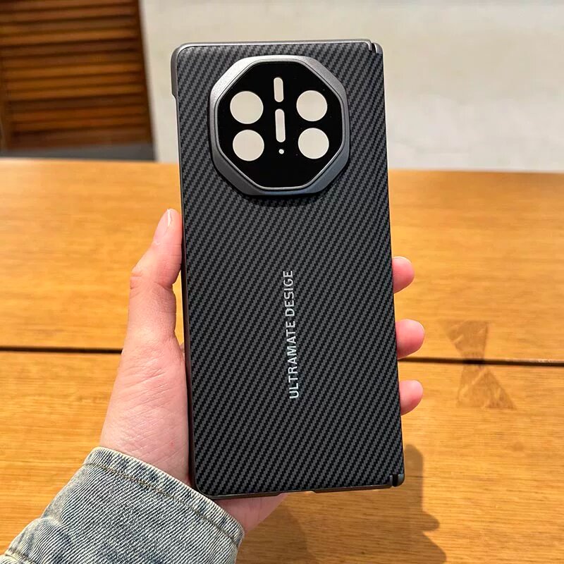 Кожаный чехол из карбонового волокна для Huawei Mate X3 с одинарной шарнирной системой, ультратонкий магнитный чехол со