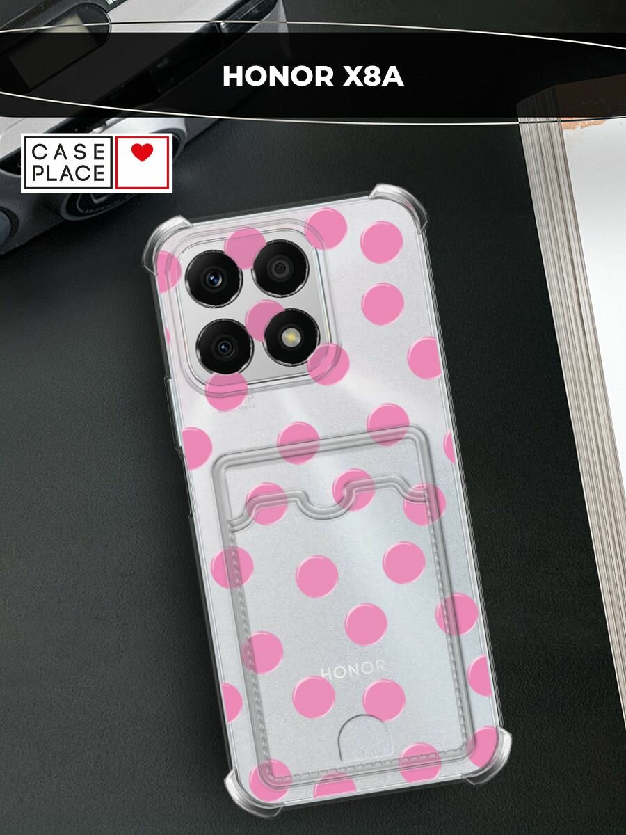 Чехол на Honor X8A (Хонор X8A) с картой и принтом Фон в горошек