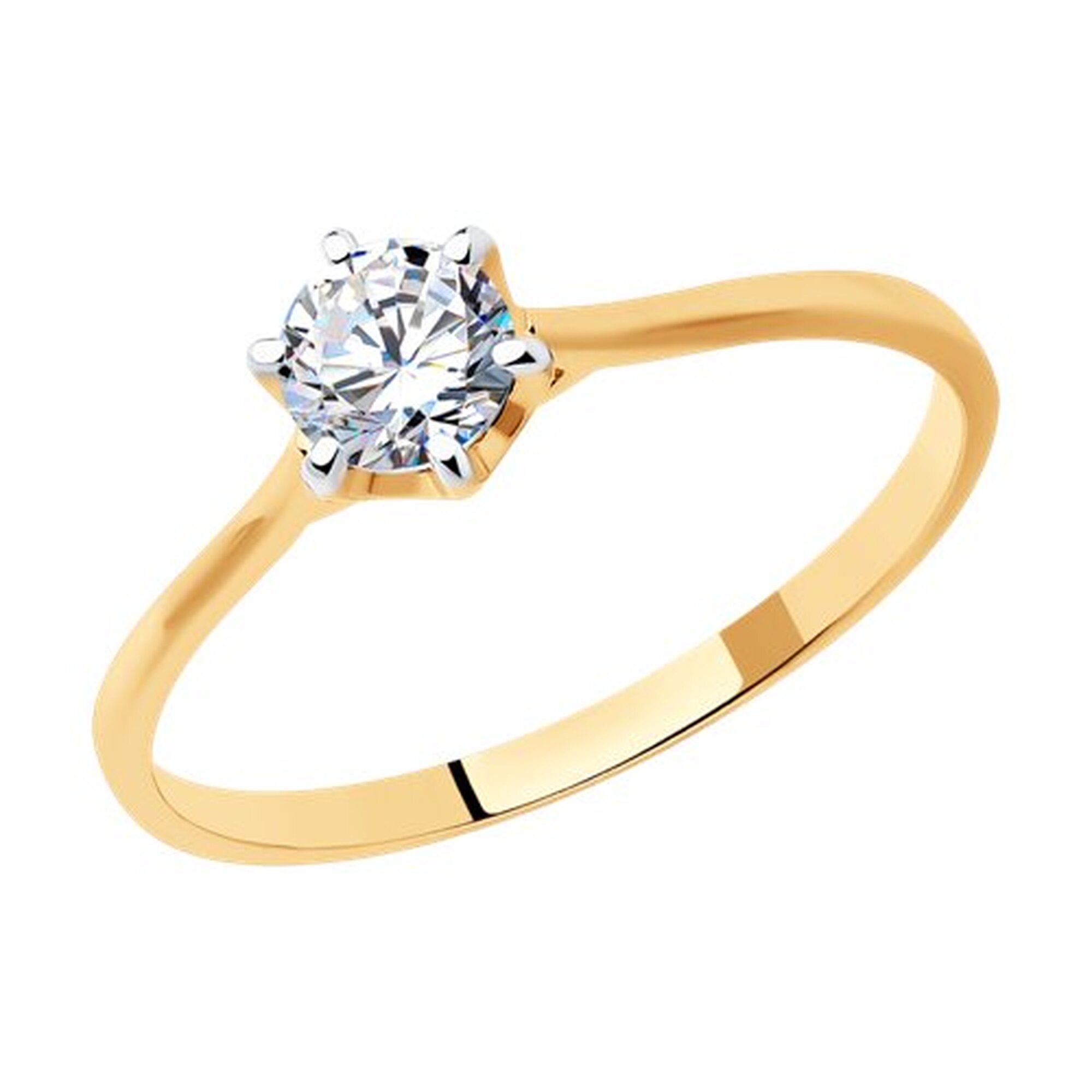 Кольцо Diamant online, красное золото, 585 проба, фианит