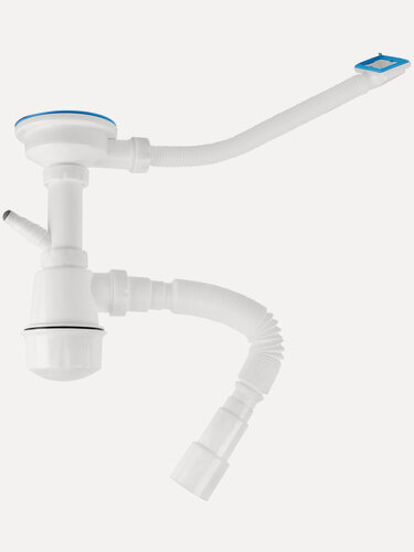 Изображение товара Сифон для кухни выпуск 3 1/2" прямоугольный перелив гибкая труба 1 1/2"- 40/50 мм AV ENGINEERING (AVE129740)