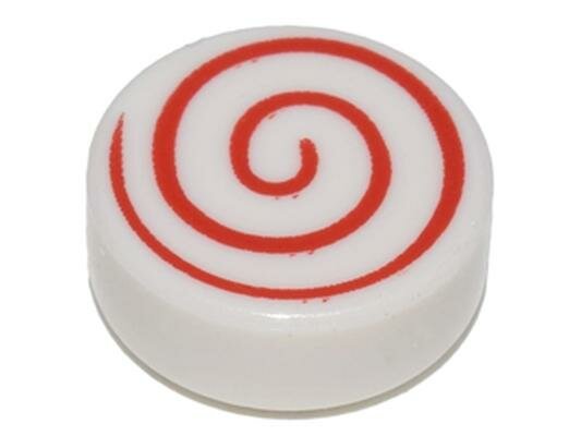 Деталь Lego 98138pb013 Tile, Round 1 x 1 with Red Spiral Pattern