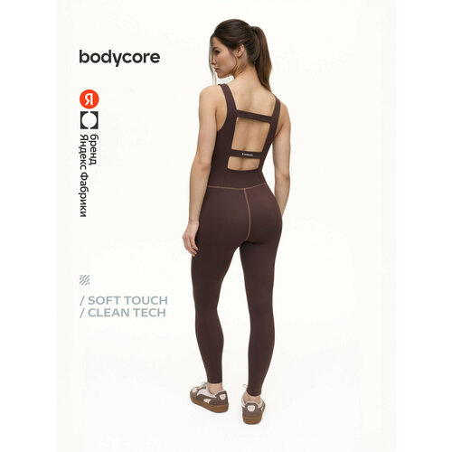 фото Комбинезон спортивный bodycore из ткани soft touch с антибактериальной пропиткой, размер m, шоколадный