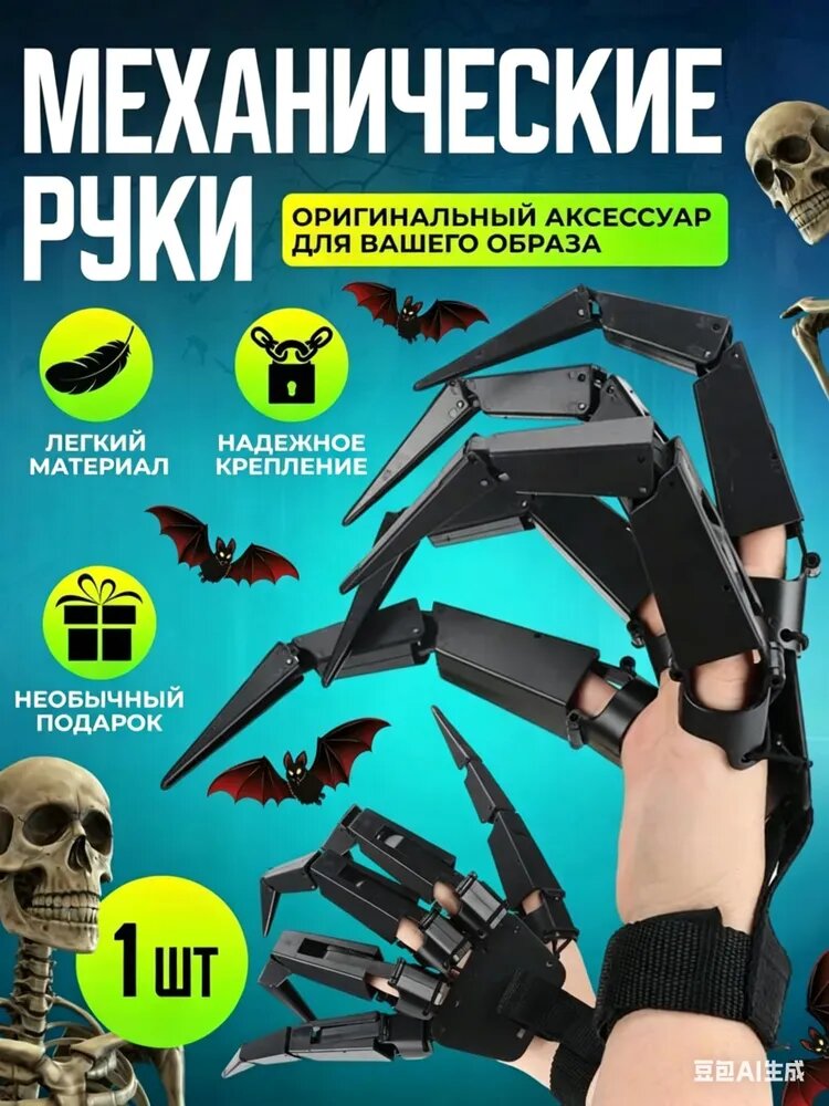 Игрушка детская на пальцы "Когти ужаса", надевается на руку; правая рука
