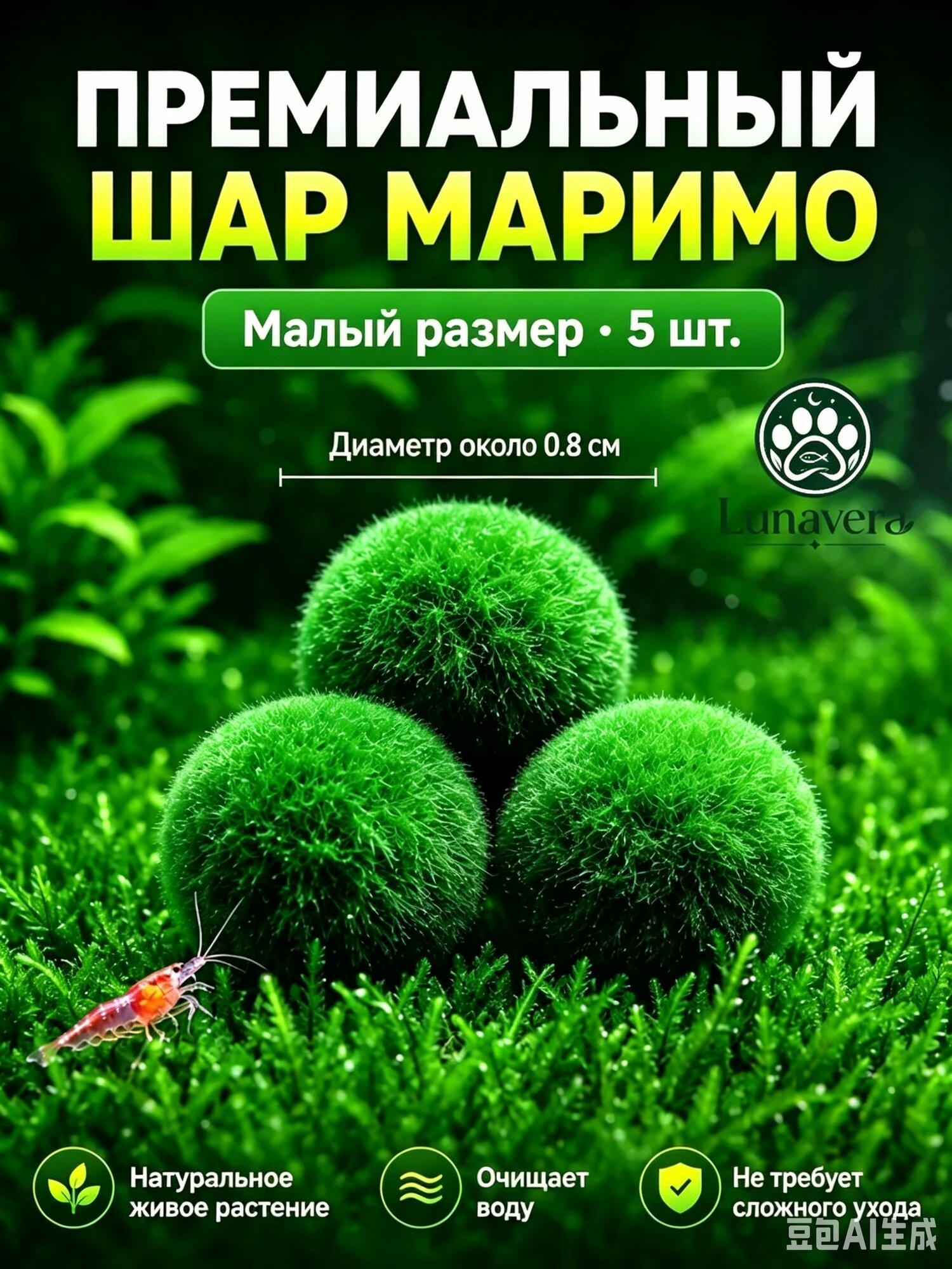 Japangarden / Кладофора шаровидная Мох Маримо 6 штук