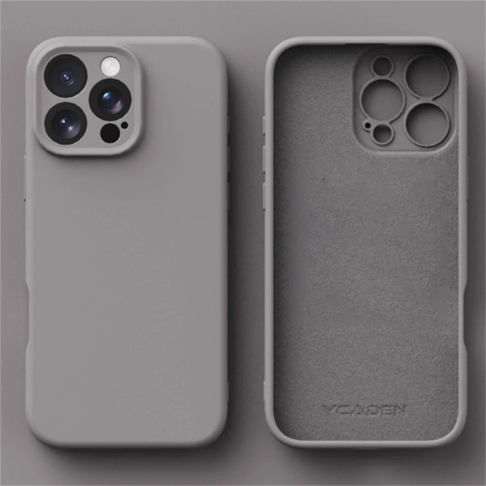 Противоударный силиконовый чехол Candy Colour с Серебряный, Titanium gray, For iphone 17 ProMax