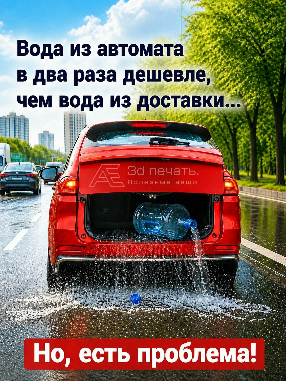 Держатель 19 литровой бутыли в багажнике автомобиля. Ультрамарин.