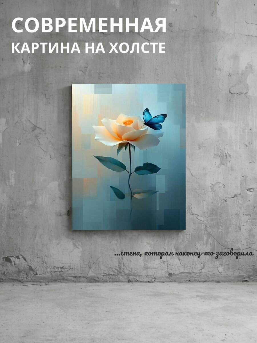 Картина на холсте Розы и бабочки 60x80 см