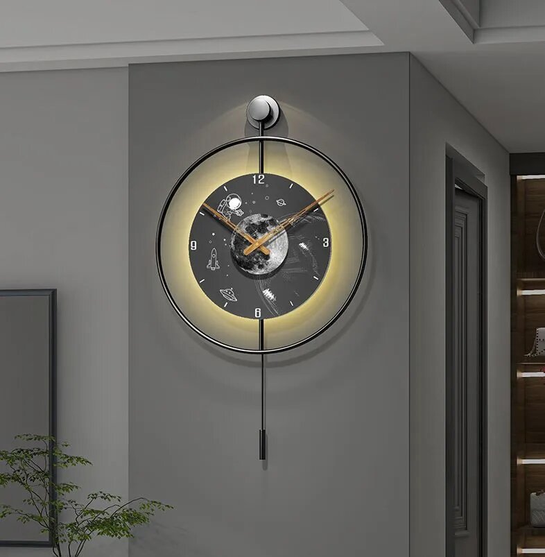 The home of clocks Настенные часы с маятником и подсветкой, 50 см х 3 см