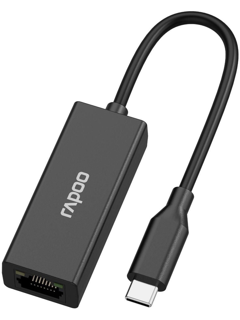 Разветвитель для компьютера Rapoo Type-C - 1xRJ45 XD20-BL черный (13239)
