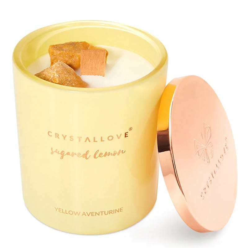 Массажная свеча Crystallove соевая свеча с авантюрином Sugared Lemon 400 г
