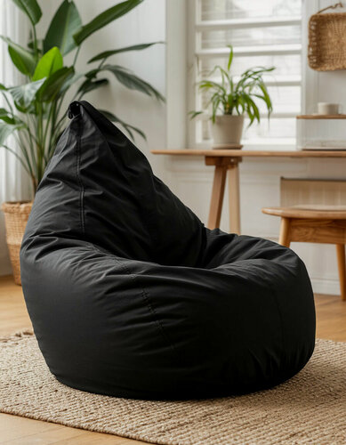 Изображение товара Мир Пуффов Кресло-мешок «Груша» Черный оксфорд , с ручкой для переноски, размер- XXXL