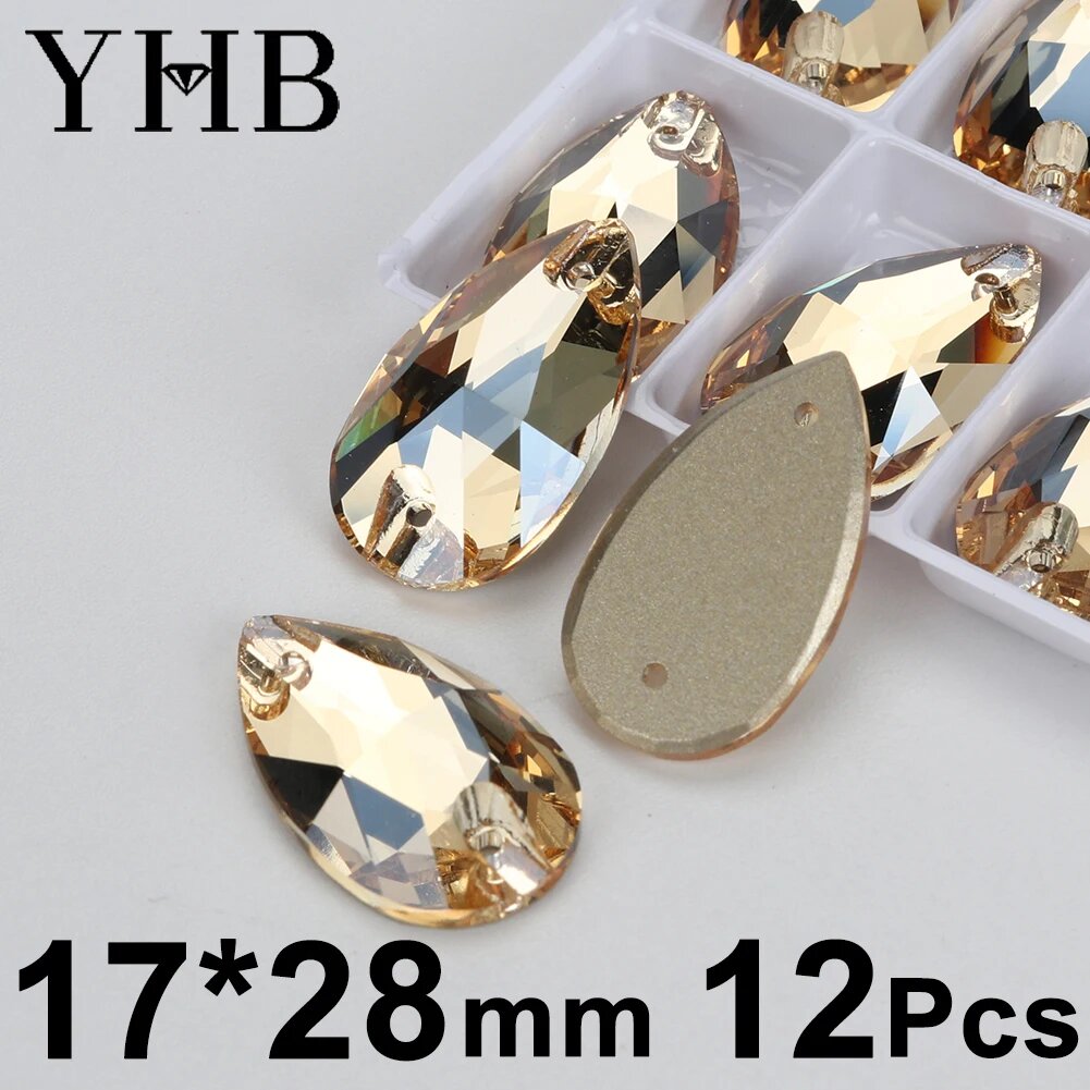 Стразы YHB Drop 17X28mm Golden Shadow