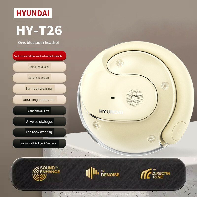 Modern HY-T26pro Беспроводные Bluetooth переводческие наушники Бежевая флагманская модель с ИИ чипом для