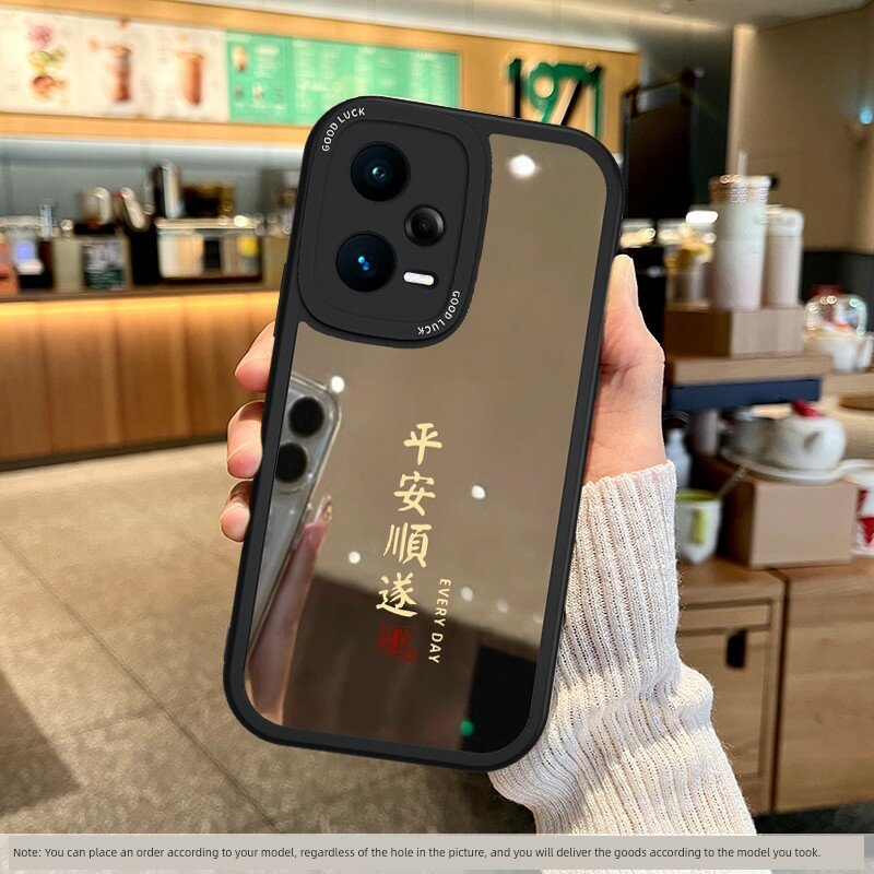 Чехол для Redmi Note 14 Pro черный полное покрытие ударопрочный зеркальная отделка N3